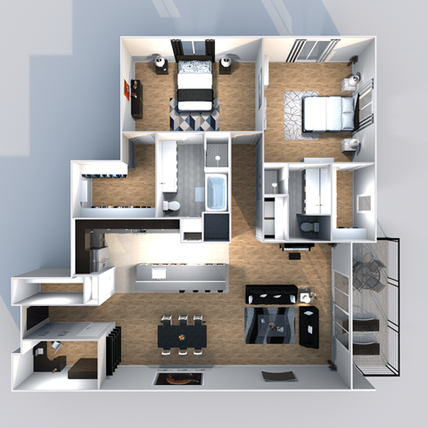 Austin apartment for rent staged floorplan with office